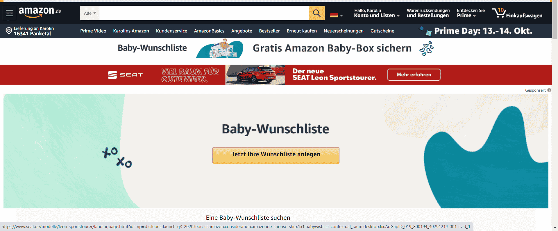 Amazon BabyWunschliste Sichere dir 15 und ein Geschenk